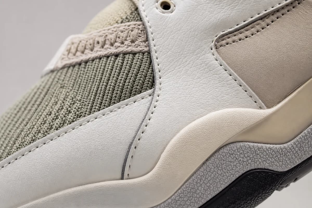 Close-up of multi-material sneaker panels assessed for sneaker cleaning price Dubai quoting