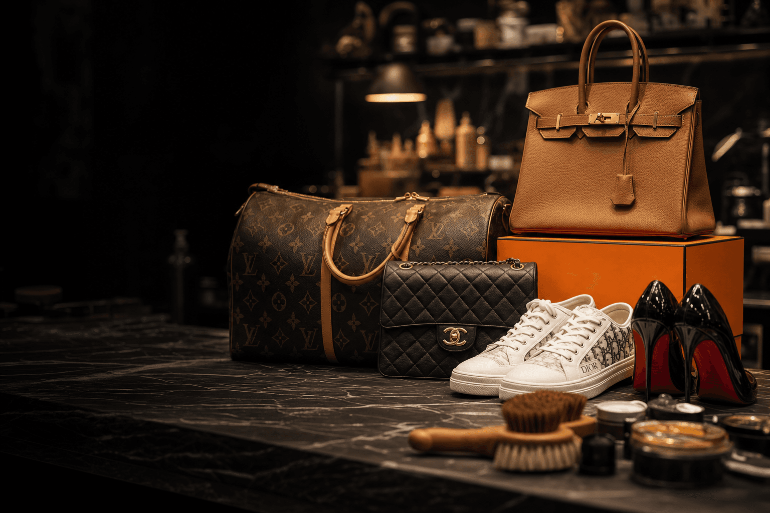 Louis Vuitton, Chanel, Hermès, Dior, Christian Louboutin, and Loro Piana items restored by Save Our Shoes Dubai