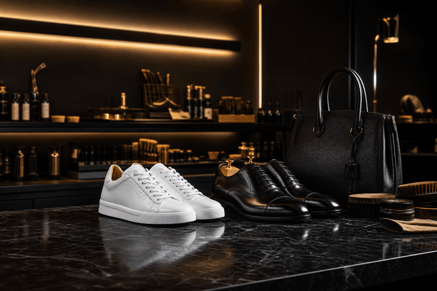 Restored Louis Vuitton sneaker at the Save Our Shoes Dubai atelier