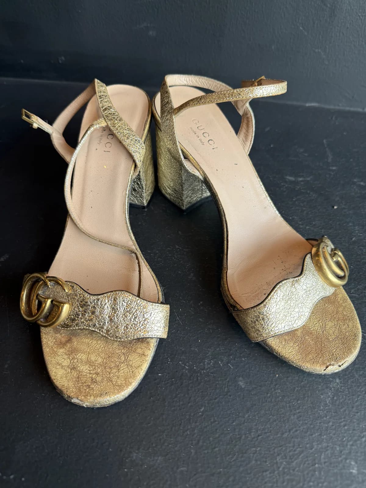 Gucci Sandal before restoration at Save Our Shoes Dubai