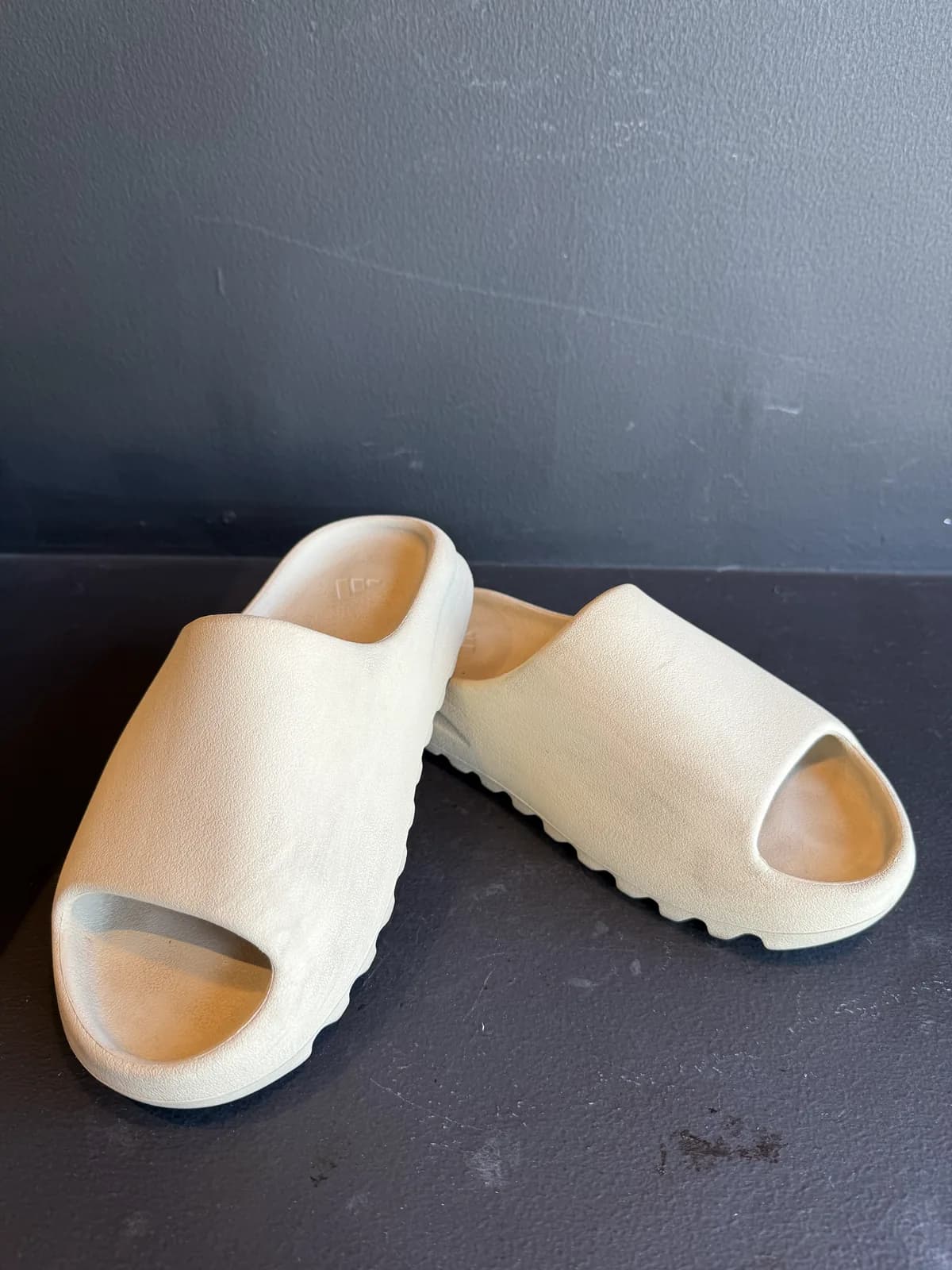 Adidas Slides before restoration at Save Our Shoes Dubai